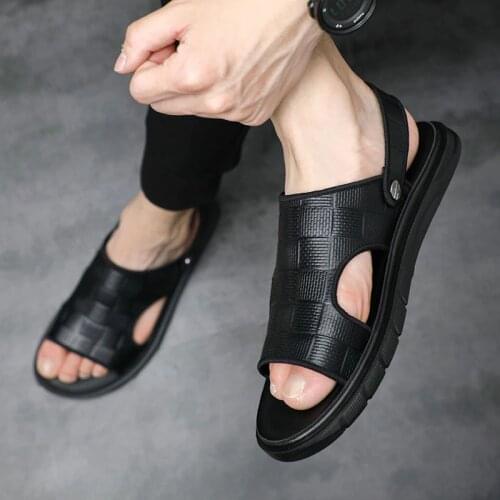 Men Sandals Leather Genuine Men Summer Shoes Man Casual Comfortable Barefoot Sandals Men Pentoufle Homme Adult