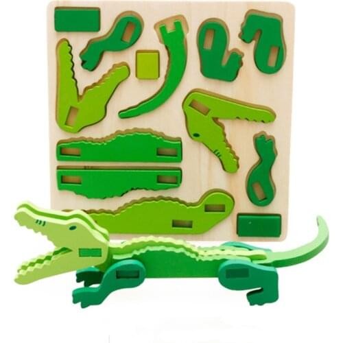 Assembled 3D Dimensional puzzle Wooden Animal Jigsaw Puzzle Toys For Children DIY model Kids Handmade Wooden Toys