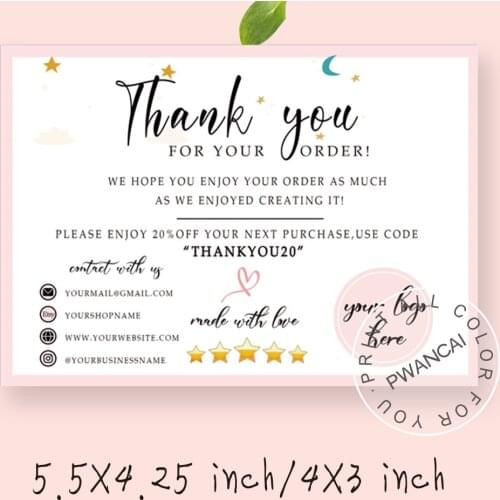 THANK YOU CARDS,Rose Gold Packaging Insert Card Template,Printable Etsy Shop Promo Code,Editable Business Social Media Cards