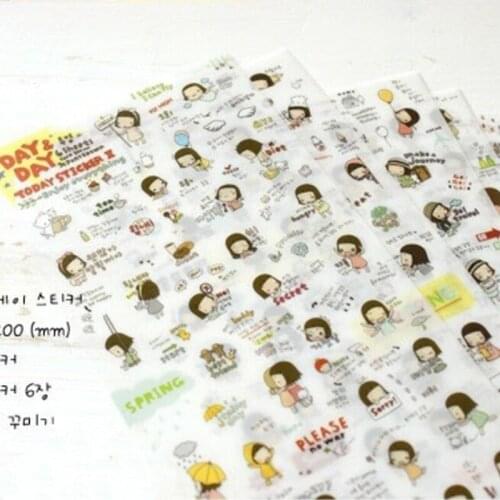 JETTING New Wholesale PC Mobile Phone Stickers Decor Laptop Skin 6 Pcs/lot Lovely Mini Cartoon Print Sticker