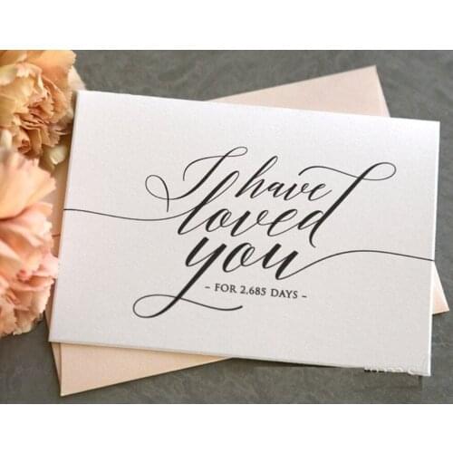 Custom Wedding Card to Your Bride or Groom I Have Loved You for # Days Love Card, perfect Valentines Day Anniversary gift card