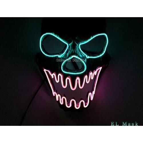 Light Up Glowing Skull Mask EL Wire Mask For Halloween Easter Scary Party Theme Cosplay Payday Decorative Masks