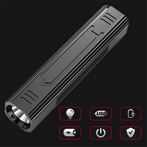 LED Flashlight Mini USB Aluminum Alloy Multifunctional Outdoor IPX45 Waterproof Emergency Charging Treasure For Camping Hiking