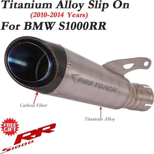 Titanium Alloy Slip On For BMW S1000RR 2010 - 2014 Motorcycle GP Racing Exhaust Escape Modify Mid Link Pipe Carbon Fiber Muffler