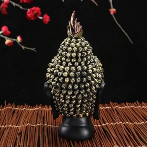 Vintage Buddha Head Figurine Lucky Decor Figure Statue Ornament