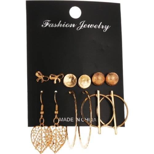 Modyle Vintage Moon Metal Stud Earrings Set For Women BOHO Tassel Geometric Heart Twist Earring 2019 New DIY Bohemian Jewelry