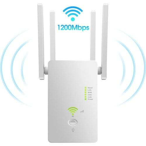 Wifi Repeater Dual Band 2.4G / 5G 1200Mbps Wireless Wifi Extender Router Wifi Signal Amplifier Signal Booster Wi Fi Access Point