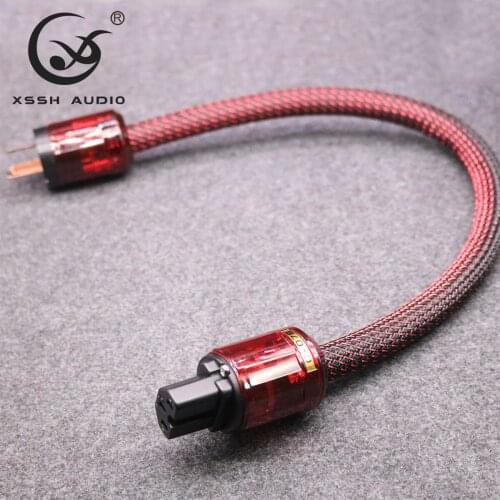 XSSH Audio Hi-end HIFI YIVO 3 core OFC Pure Copper Female Male AC US IEC Shield 16mm American wire gauge power cord Wire Line