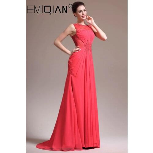Womens Elegant Floral Lace Chiffon Pleated Formal Evening Gown Wedding Party Prom A-Line Maxi Long Dress