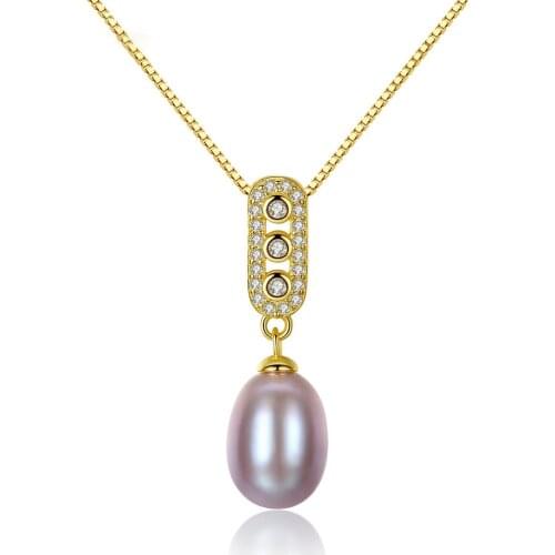 MetJakt S925 Sterling Silver Freshwater Pearl 18K Electroplated Fashion All-match Womens Necklace