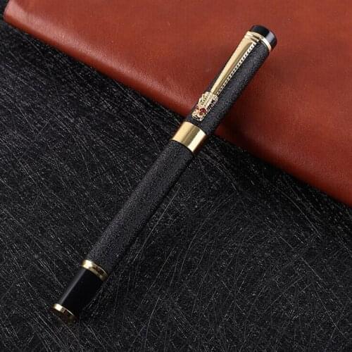 1Pcs Luxurious Business Hero Fountain Pen Frosted black Golden Dragon iraurita INK PEN Stationery Office School Supplies NEW