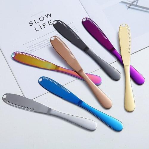 1Pc Versatile Auxiliary Stainless Steel Butter Knife with Hole Cheese Toast Bread Jam Scraper Cutlery For Kitchen Tool Tableware