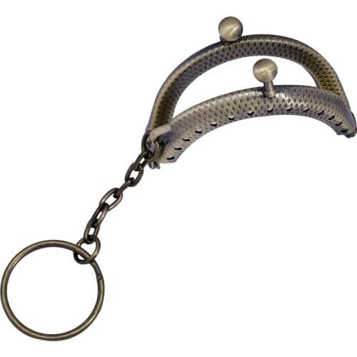 10PCS 5CM Vintage Metal Coin Purse Frames with Keyring Bag Handle Kiss Clasp DIY Bag Accessories Handbag Handle DIY Craft