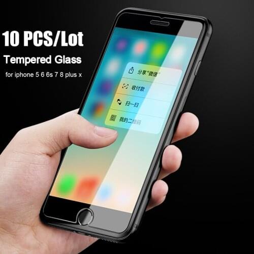 10 Pcs/Lot HD Premium Screen Protector For iPhone X 8 7 6 6s Plus 5s 5E Clear Protective Tempered For iPhone 8 7 6 Glass Film