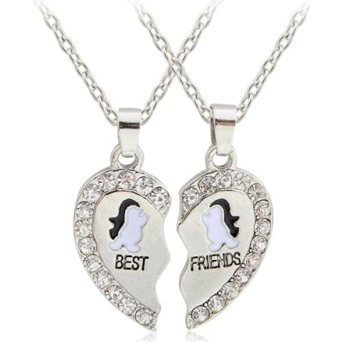 2pcs/set New Design BFF Pendant Necklace Friendship Best Friends Forever Necklaces Penguin Panda Dolphin jewelry Wholesale