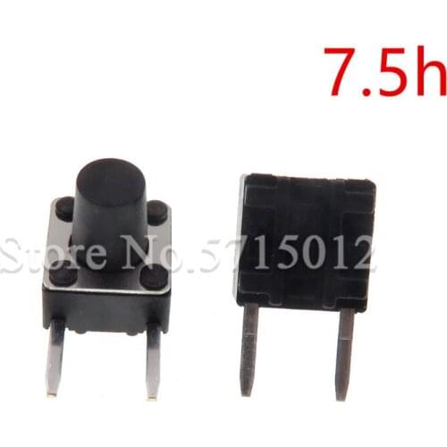 200PCS/LOT 6*6*7.5mm Black Mini Push Button Momentary Tact Button Switch Copper fee Side Two Pin DIP micro switch