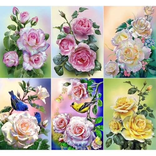 5D Diamond Painting Flower Pattern Full Square/Round Diamond Embroidery Mosaic Inlay DIY Cross Stitch Kit Home Decoration Crafts