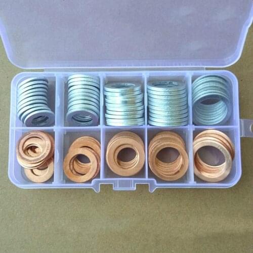 90PCS Universal Car Engine Oil Pan Drain Screw Gasket Fitting O Ring Copper Washer Boat Crush Washer Flat Seal M6 M8 M10 M12 M14