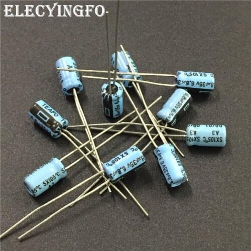 100pcs 6.8uF 35V6.8uf TEAPO SX Series 4x7mm 35V6.8uF Aluminum Electrolytic Capacitor