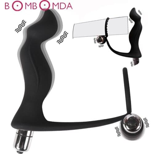 Anal Vibrator for Men With CockRing Prostate Massage Silicone Vibrating Butt Plug Male Masturbator Sex Toys for Men Sex Product