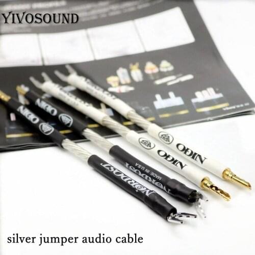 4pcs Hi-End Hifi Nordost ODIN sterling silver jumper audio cable over machine line fever speaker cable banana to Y speaker cable