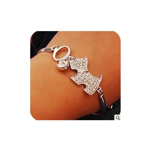 B023 Lovely Dog Crystal Similar Crystal Charm Bracelets Bangles for Women Jewelry Fashion Crystal Bracelets