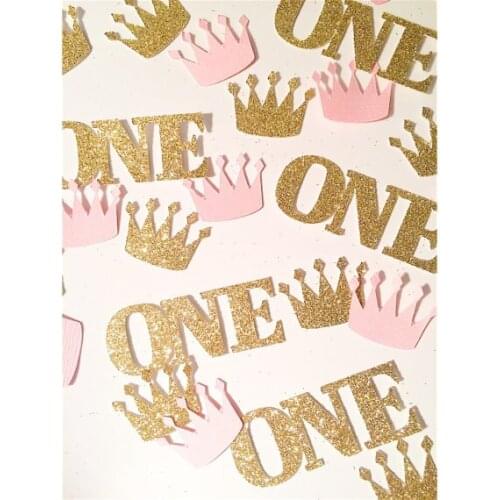 Glitter 1st pink gold crown Birthday Confetti for Baby Shower Table Decoration confettis wedding scatters party decorations