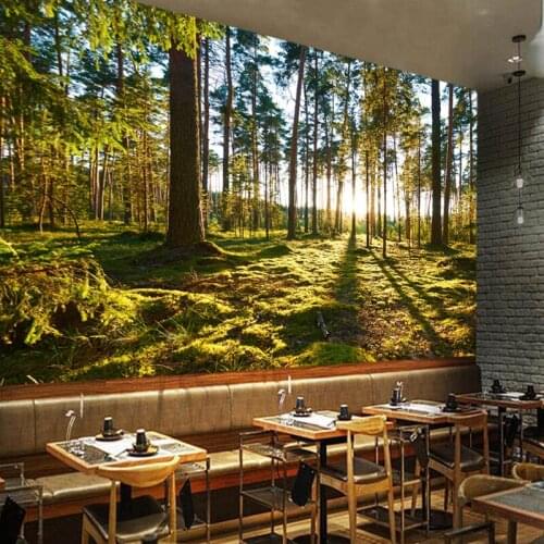 Large modern photo mural, sunshine forest, natural scenery wallpaper for home decoration living room sofa bedroom wall PVC