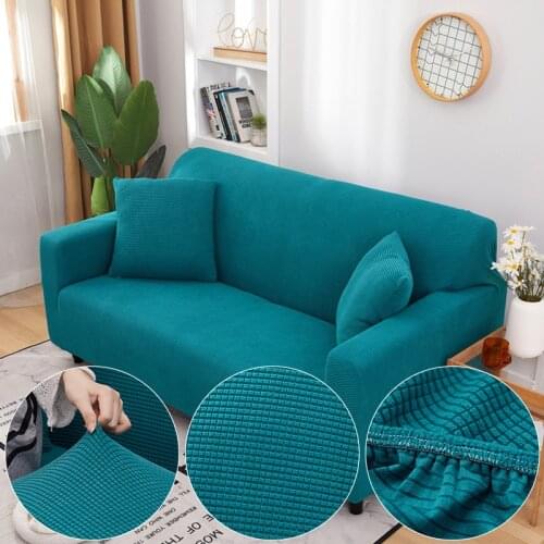 1/2/3/4/5 Seat Plaid Jacquard Sofa Cover For Living Room Solid Color All-inclusive Modern Elastic Corner Couch Slipcover 45012