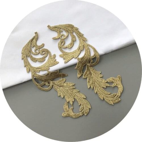 1Pairs(2Pieces) Hot Sale Flower Floral Venice (Silver/ Gold) Lace Applique Sewing Trims DIY Craft