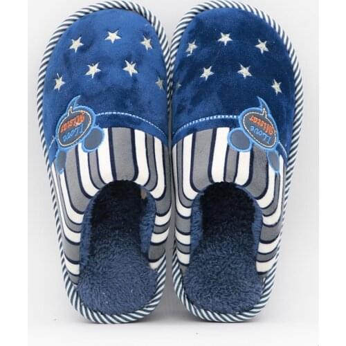 Striped Soft Bottom Home Slippers Cotton Warm Shoes Women Indoor Floor Slippers Non-slips Shoes For Bedroom House Men Slippers