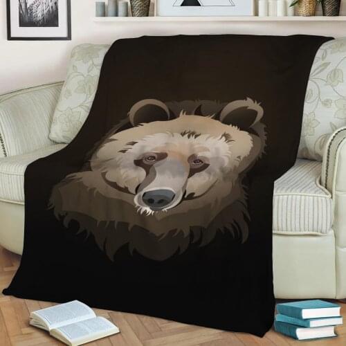 Bear Illustration Flannel Throw Blanket 3D Printed Keep Warm Sofa Child Blanket Home Decor Textiles Dream Family Gift