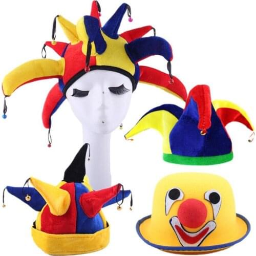 Clown Hat With Bell Adults Cosplay Circus Clown Party Hats Caps Dress Up Props Carnival Masquerade Party Halloween Christmas