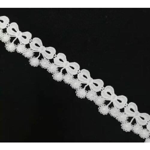 1Yards Embroidery Bow Lace Fabric 3cm Trim Guipure White Laces Ribbon Bow Lace Sewing Trimmings For Dress Crafts crafting VG28