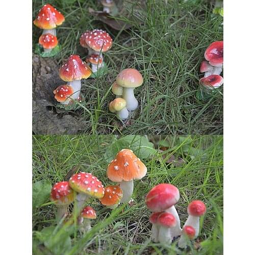 Mini Mushroom Resin Crafts Fairy Garden Miniatures Garde Ornament Decoration Terrarium Figurines Decor DIY Dollhouse