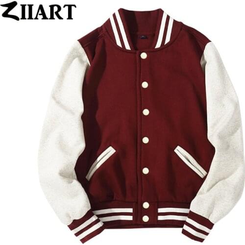 Man Boys Baseball jackets S 3XL Wine Red Black Royal Blue Red Navy Blue Couple Clothes Autumn Winter ZIIART