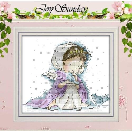 Angel With Two Birds Counted Cross Stitch 11CT 14CT Cross Stitch Set DIY Animals Cross-stitch Kit Embroidery Needlework
