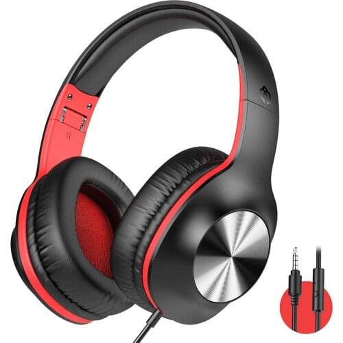 Youngitech over-ear Headphones with Microphone - Foldable Lightweight Stereo Headphones, Adjustable Wired Headphones with 3.5m
