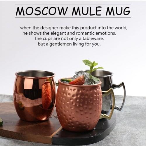New Moscow Mule Mug Cup Drinking Stainless Steel Milk&tea Drinking Beer Cup Wine Glass Coffee Mug Cocktail Glass with handle