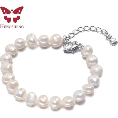 2020 New Arrival HENGSHENG High Quality 8-9mm Romantic Heart-shaped White/multi-color Baroque Pearl Bracelets for Women