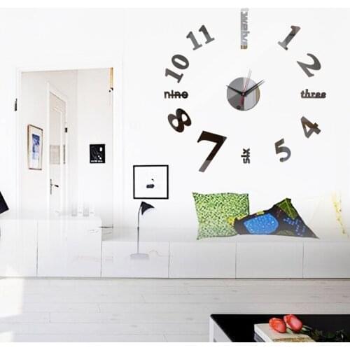 New 3D Wall Clock Mirror Wall Stickers Creative DIY Wall Clocks Art Sticker Home Decor Living Room Quartz