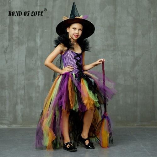 Children Girls Tutu Dress Halloween Witch Girl Dresses Kids Carnival Cosplay Party Dress Ball Gown Vestido Christmas Dresses