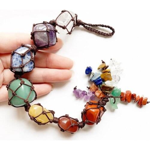 Handmade Natural Stone Hanging Ornaments Irregular Artificial Gemstone Car Window Decoration Crafts Gifts Hanging Ornaments