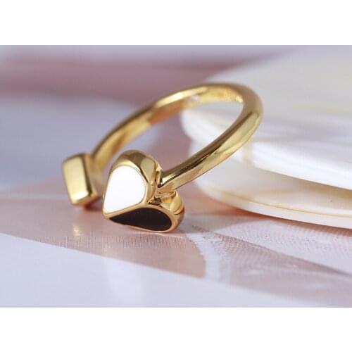Simple sparkling red heart open fine adjustable ring