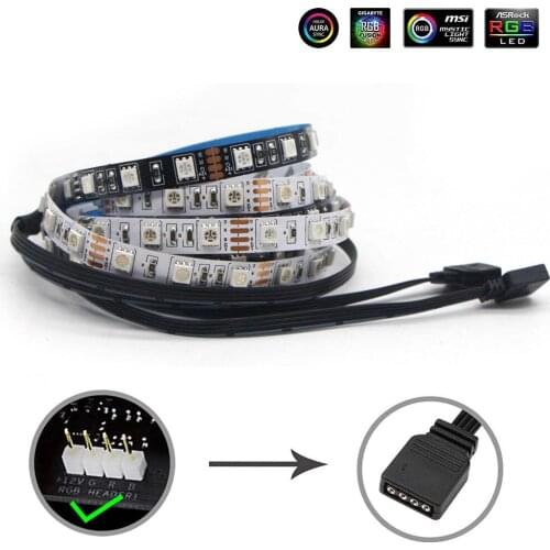 12V RGB LED Strip Light PC Computer Case 4pin Headers LED Light Strip Mainboard Control Panel RGB Header gamer cabinet tape Neon