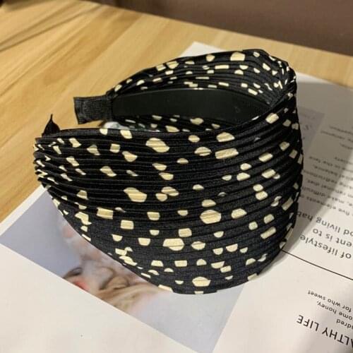 QCOOLJLY Wide Hairband Printing Dots Solid Turban Elastic Hair Hoop Bands Head Hair Accessories for Women Girl Headdress
