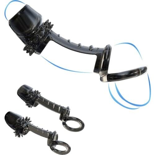 Silicone Gians Penis Enlarger Sleeve Cock Ring Vaginal Stimulator Penis Ring Scrotum Chastity Cock Cage for Men Sex Adult Toys