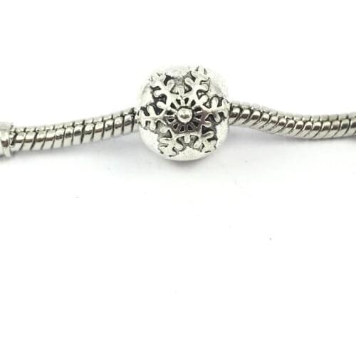 Snow Round Alloy European Beads Fit Charms Bracelets & Bangles