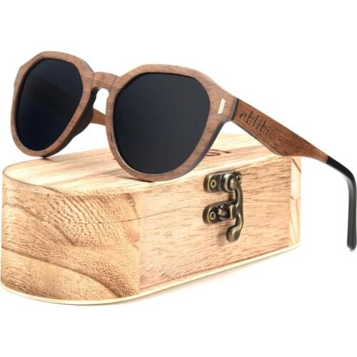 Ablibi Mens Womens Walnut Wood Steampunk Sunglasses Polarized Wooden Shades for Women Customized Logo lentes de sol de mujer