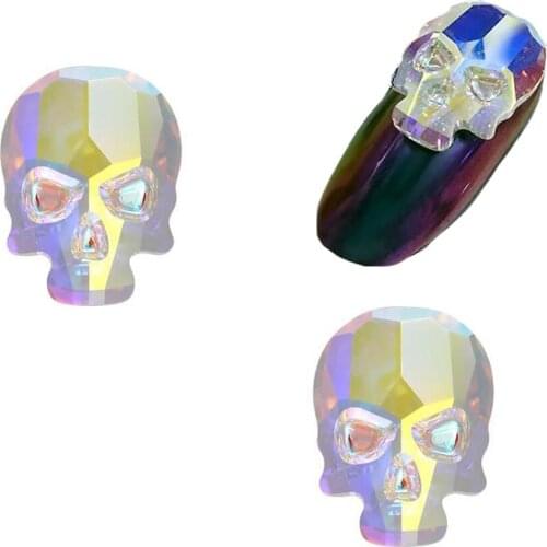 8*10MM Size 10PCS Skull Flatback Rhinestone / Crystal AB Flat Shaped Elongated Teardrop Rectangle Glass Flame Colorful Stones,HG